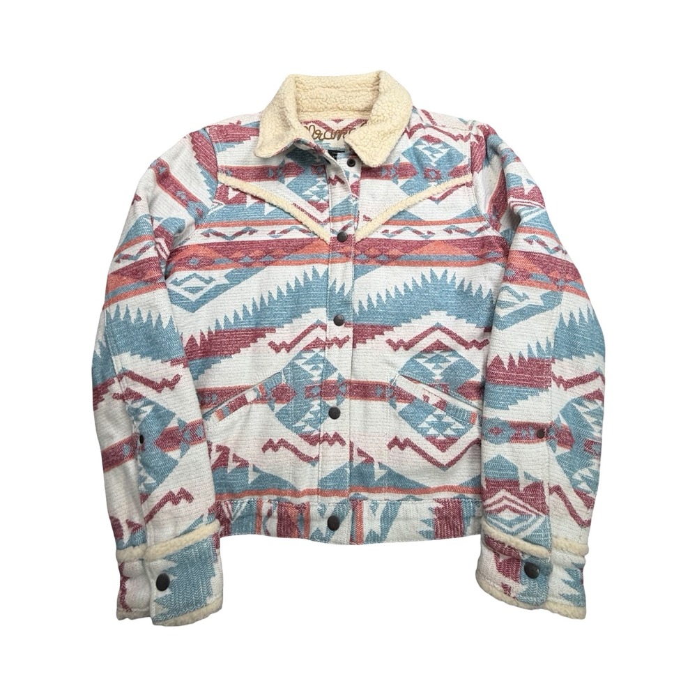 Wrangler Southwestern Jacket Womens L Multi Color Sherpa Lined Cotton Western
